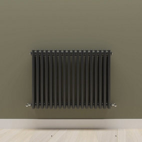 Horizontal Black Triple Column Radiator (H) 600mm x (W) 830mm.