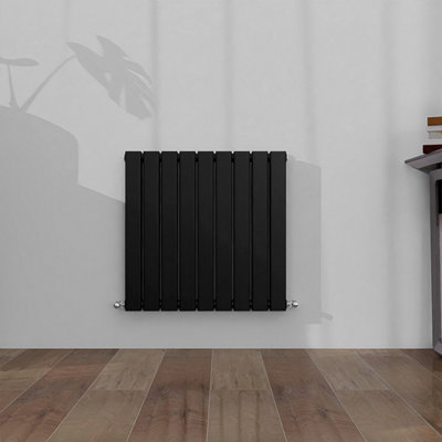 Horizontal Double Panel Flat Black Designer Radiator 600x612mm