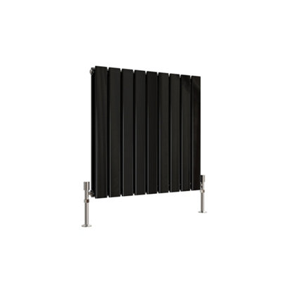 Horizontal Double Panel Flat Black Designer Radiator 600x612mm