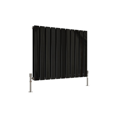 Horizontal Double Panel Flat Black Designer Radiator 600x748mm
