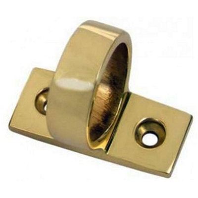 Horizontal Fixed Ring Sash Window Lift Handle 44 x 12mm 22mm Dia Polished Brass
