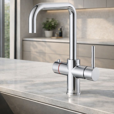 Horizontal Hot Water Tap Chrome - Single Lever Kitchen Tap for Instant ...