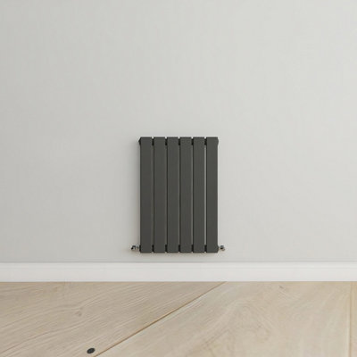 Horizontal Single Flat Panel Radiator, Anthracite (H)600mm x (W)408mm, 6 Tubes