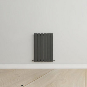 Horizontal Single Flat Panel Radiator, Anthracite (H)600mm x (W)408mm, 6 Tubes