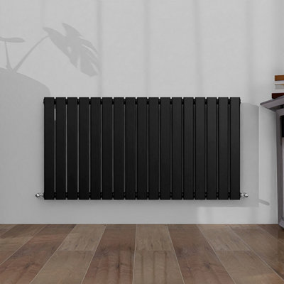 Horizontal Single Panel Flat Black Designer Radiator 600x1156mm