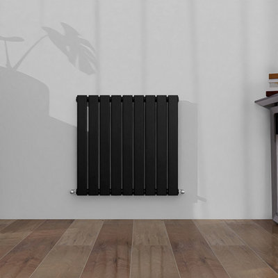 Horizontal Single Panel Flat Black Designer Radiator 600x612mm