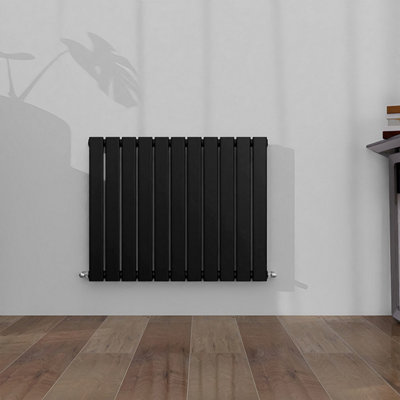 Horizontal Single Panel Flat Black Designer Radiator 600x748mm
