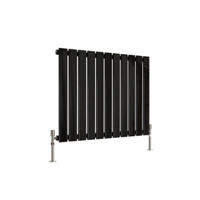 Horizontal Single Panel Flat Black Designer Radiator 600x748mm