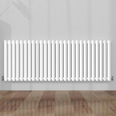 Horizontal Single Panel Oval Column White Designer Radiator 600x1593mm