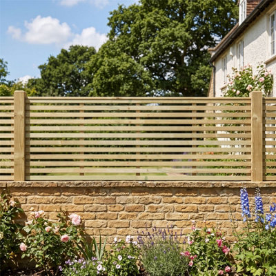 Horizontal Slatted Capped Trellis Panel 5 Pack 6ft x 2ft Fence Topper ...