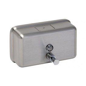 Horizontal stainless steel soap dispenser push button 1200 ml bulk fill.