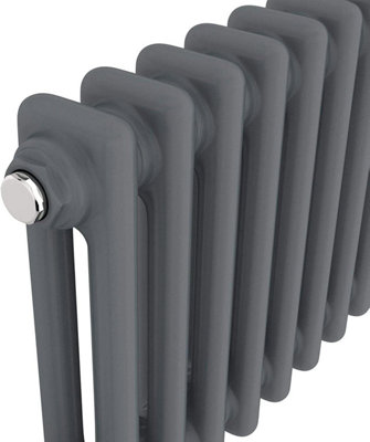 Horizontal Traditional 2 Column Radiator Anthracite (H)600mm (W)425mm ...