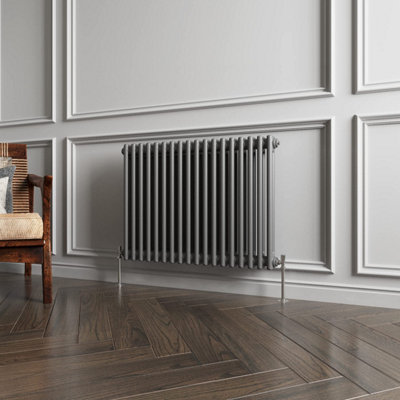Horizontal Traditional 2 Column Radiator Anthracite (H)600mm (W)830mm ...
