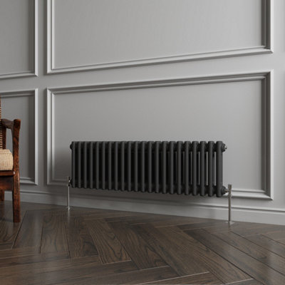 Horizontal Traditional 2 Column Radiator Black (H)300mm (W)1010mm 2304 ...