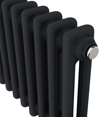 Horizontal Traditional 2 Column Radiator Black (H)300mm (W)605mm 1369 ...