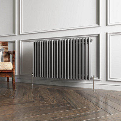 Horizontal Traditional 3 Column Radiator Anthracite (H)600mm (W)1010mm 6548 BTU Cast Iron Style Radiator Central Heating