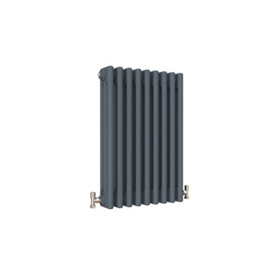 Horizontal Traditional 3 Column Radiator Anthracite (H)600mm (W)425mm ...