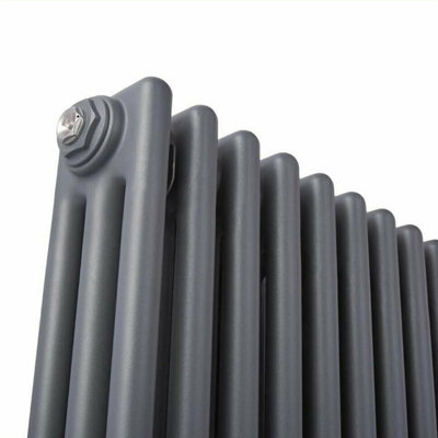 Horizontal Traditional 3 Column Radiator Anthracite (H)600mm (W)425mm ...