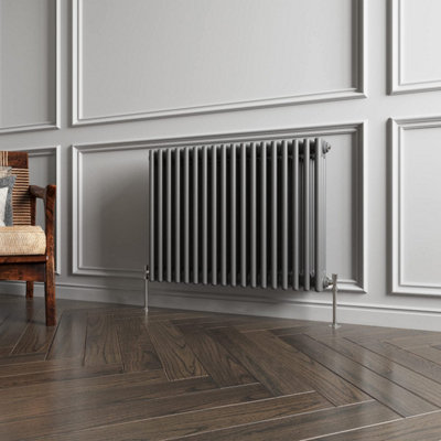 Horizontal Traditional 3 Column Radiator Anthracite (H)600mm (W)830mm ...