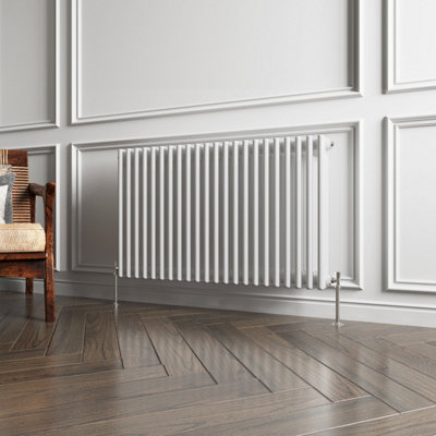Horizontal Traditional 3 Column Radiator White (H)600mm (W)1010mm 6548 BTU Cast Iron Style Radiator Central Heating