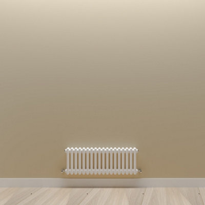 Horizontal White Double Column Radiator (H) 300mm x (W) 830mm.