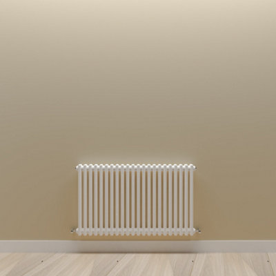 Horizontal White Double Column Radiator (H) 600mm x (W) 1010mm.