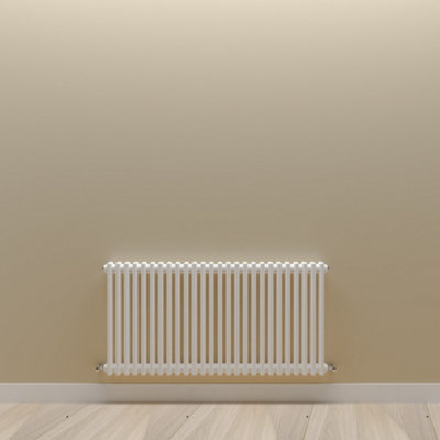 Horizontal White Double Column Radiator (H) 600mm x (W) 1190mm.