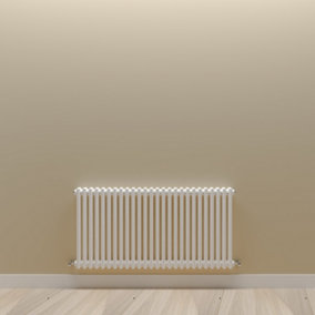 Horizontal White Double Column Radiator (H) 600mm x (W) 1190mm.