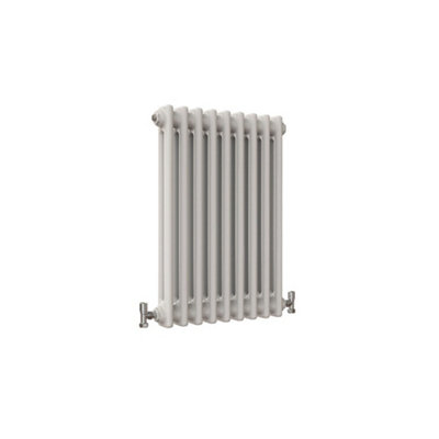 Horizontal White Double Column Radiator (H) 600mm x (W) 425mm, 1889 BTU.