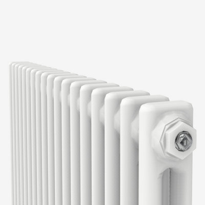 Horizontal White Double Column Radiator (H) 600mm x (W) 425mm.