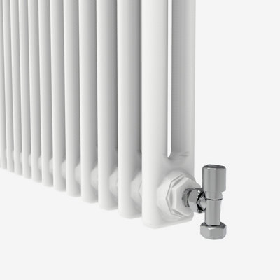 Horizontal White Double Column Radiator (H) 600mm x (W) 425mm.