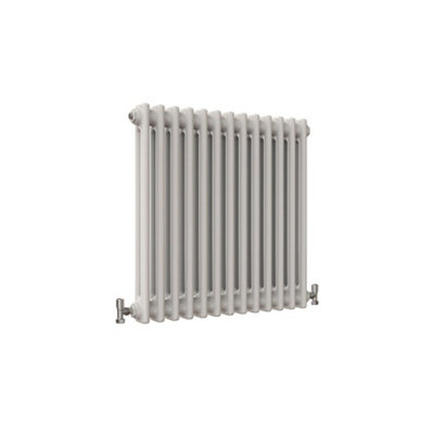 Horizontal White Double Column Radiator (H) 600mm x (W) 605mm, 2728 BTU.