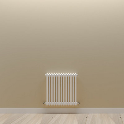 Horizontal White Double Column Radiator (H) 600mm x (W) 605mm.