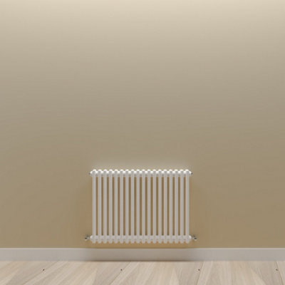 Horizontal White Double Column Radiator (H) 600mm x (W) 830mm.