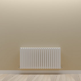 Horizontal White Double Oval Panel Radiator (H)600mm x (W)1180mm.