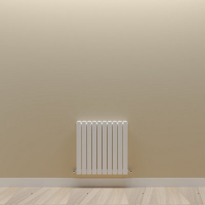 Horizontal White Double Oval Panel Radiator (H)600mm x (W)590mm.