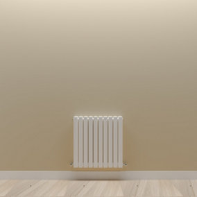 Horizontal White Double Oval Panel Radiator (H)600mm x (W)590mm.