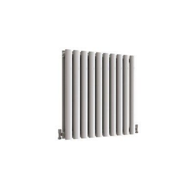 Horizontal White Double Oval Panel Radiator (H)600mm x (W)590mm.