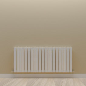 Horizontal White Single Flat Panel Radiator (H) 600 mm x (W) 1428 mm.
