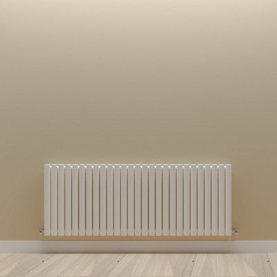 Horizontal White Single Oval Panel Radiator (H)600mm x (W)1593mm.