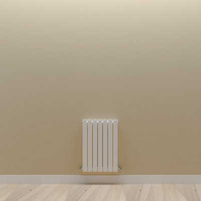 Horizontal White Single Oval Panel Radiator (H)600mm x (W)413mm.