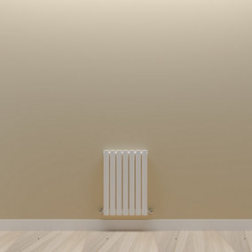 Horizontal White Single Oval Panel Radiator (H)600mm x (W)413mm.