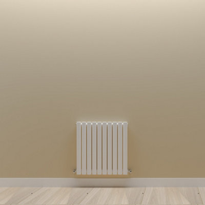 Horizontal White Single Oval Panel Radiator (H)600mm x (W)590mm.