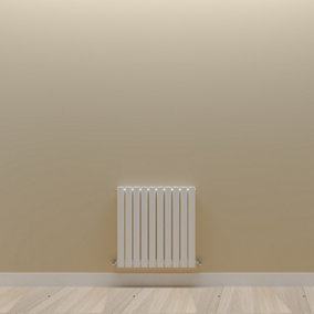 Horizontal White Single Oval Panel Radiator (H)600mm x (W)590mm.