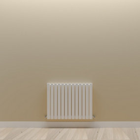 Horizontal White Single Oval Panel Radiator (H)600mm x (W)767mm.