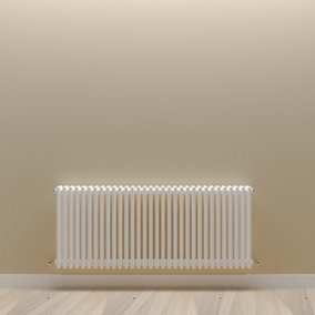 Horizontal White Triple Column Radiator (H) 600mm x (W) 1460mm.