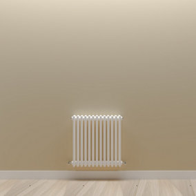 Horizontal White Triple Column Radiator (H) 600mm x (W) 605mm.