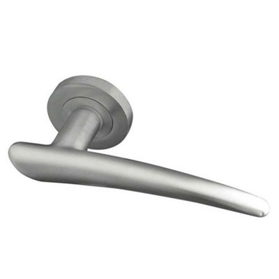 Horn Lever on Round 50mm dia Rose Satin Chrome