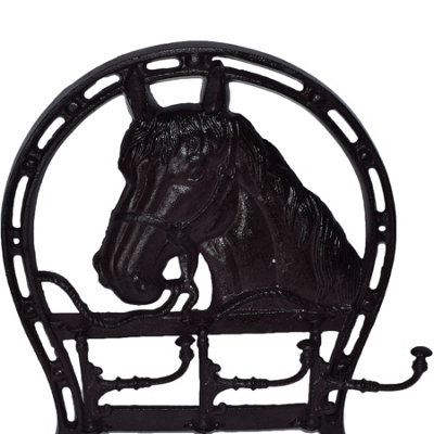 Horse Head Wall Coat Hook Sculpture - White