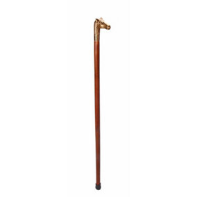 Horse Head Walking Stick - L4 x W10 x H51 cm - Brass/Brown